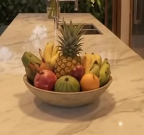 Teak wood fruit bowl