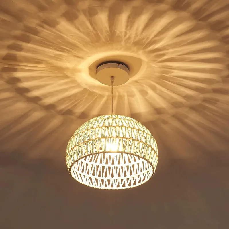 Woven rattan pendant light