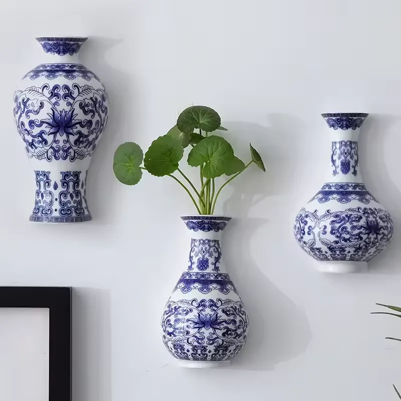 Blue-and-white hand-painted vase