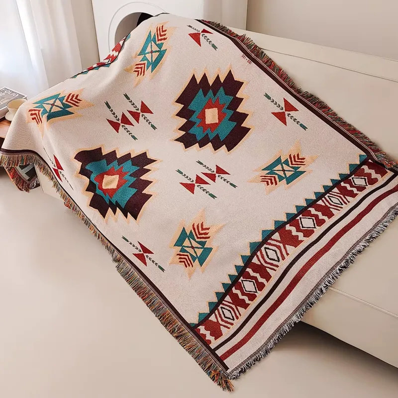 Boho striped throw blanket